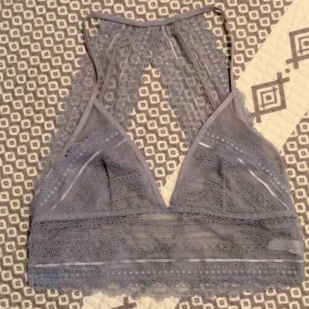 Grey/Lavender Lacy Bralette size Lrg